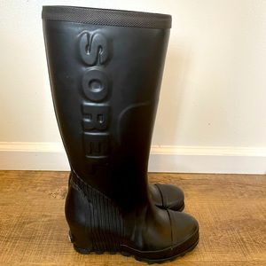 Sorel joan tall rain boots black size 7